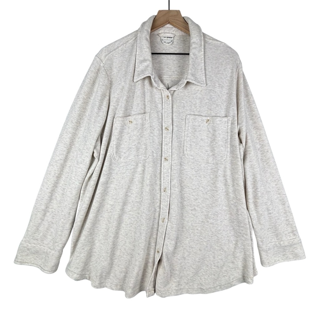Arula Shirt Plus Size B 2X Heathered Cream A Beautiful Soul Button Front Shacket